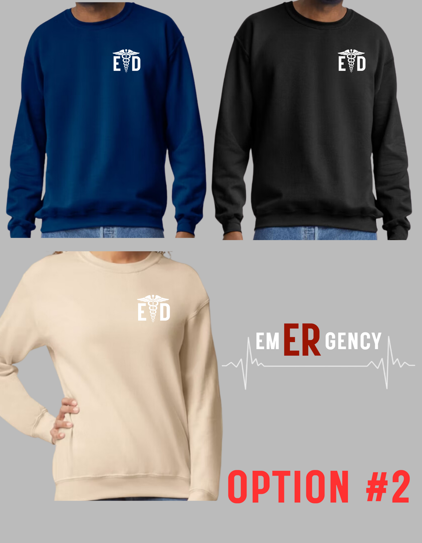 ED Crew Neck Sweat Shirt-3 Designs Available