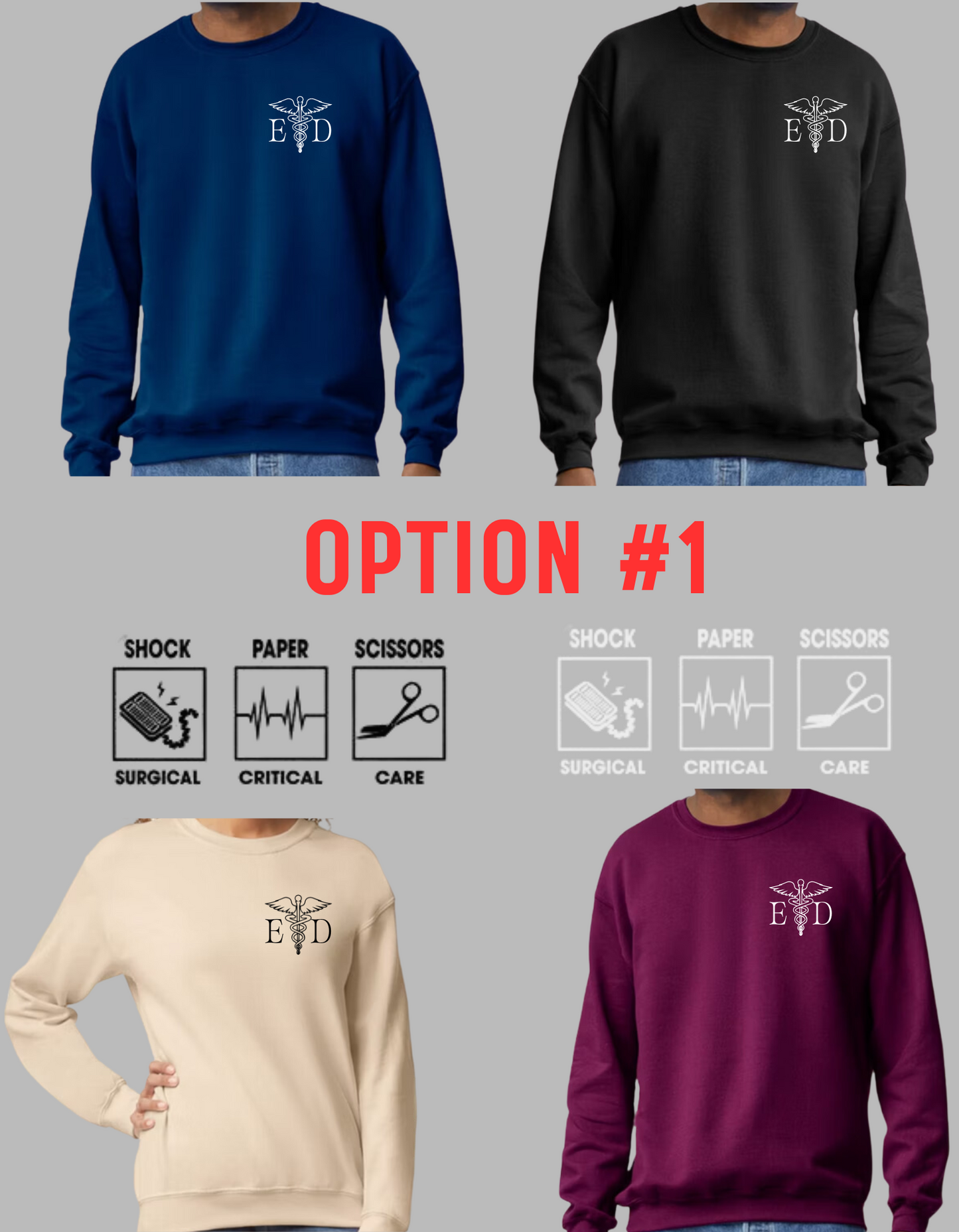 ED Crew Neck Sweat Shirt-3 Designs Available